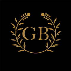 GB letter branding logo design with a leaf.