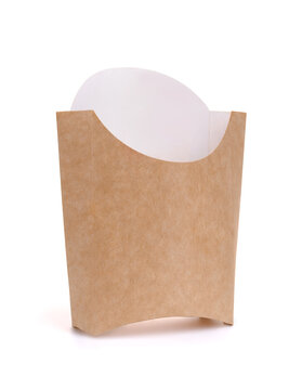 Empty blank brown paper french fries packaging