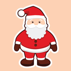 Cartoon Santa Claus sticker, New Year sticker, vector illustration