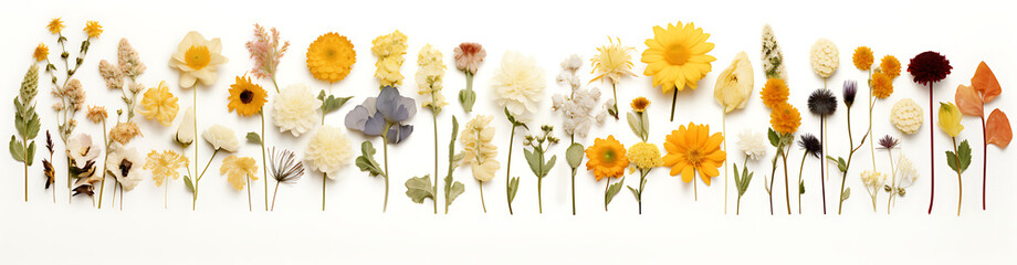 Vibrant Multicolored Flowers on White Background Collage-Inspired In High-Resolution