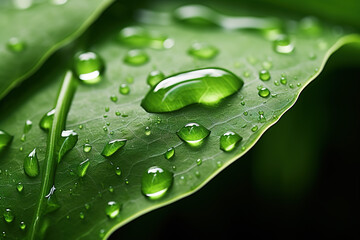 green leaf with water droplets