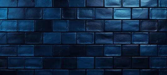 Dark blue brick subway tiles ceramic wall texture wide tile background banner panorama