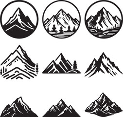 Mountains vector set. camping symbol.