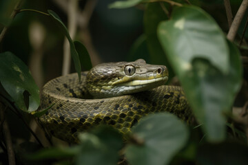 Naklejka premium Snake in the tree - Generative AI