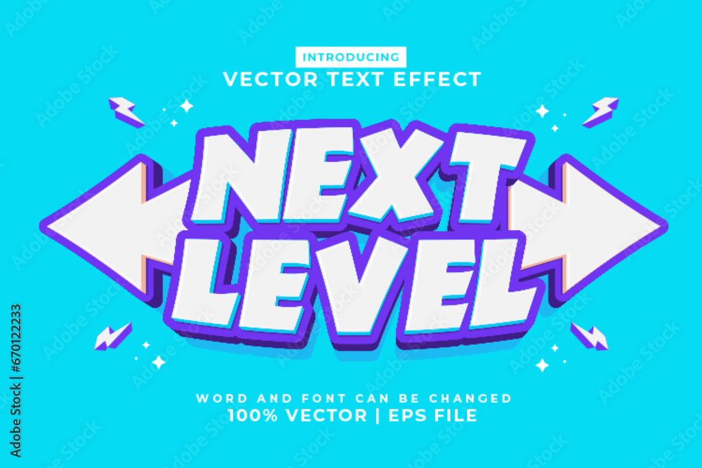 Fototapete editable text effect next level 3d cartoon template style premium vector