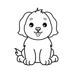 Dog. Coloring page, coloring book page. Black and white vector illustration.
