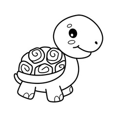 Turtle. Coloring page, coloring book page. Black and white vector illustration.