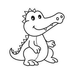 Crocodile. Coloring page, coloring book page. Black and white vector illustration.