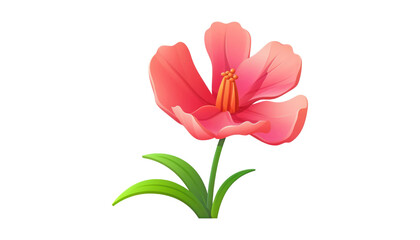 pink 3d flower isolated on transparent background cutout