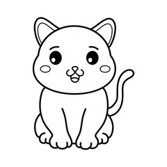 Obraz na płótnie Canvas Cat. Coloring page, coloring book page. Black and white vector illustration.