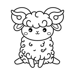 Obraz premium Ram. Coloring page, coloring book page. Black and white vector illustration.