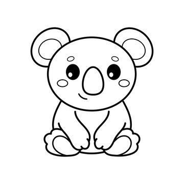 Koala. Coloring page, coloring book page. Black and white vector illustration.