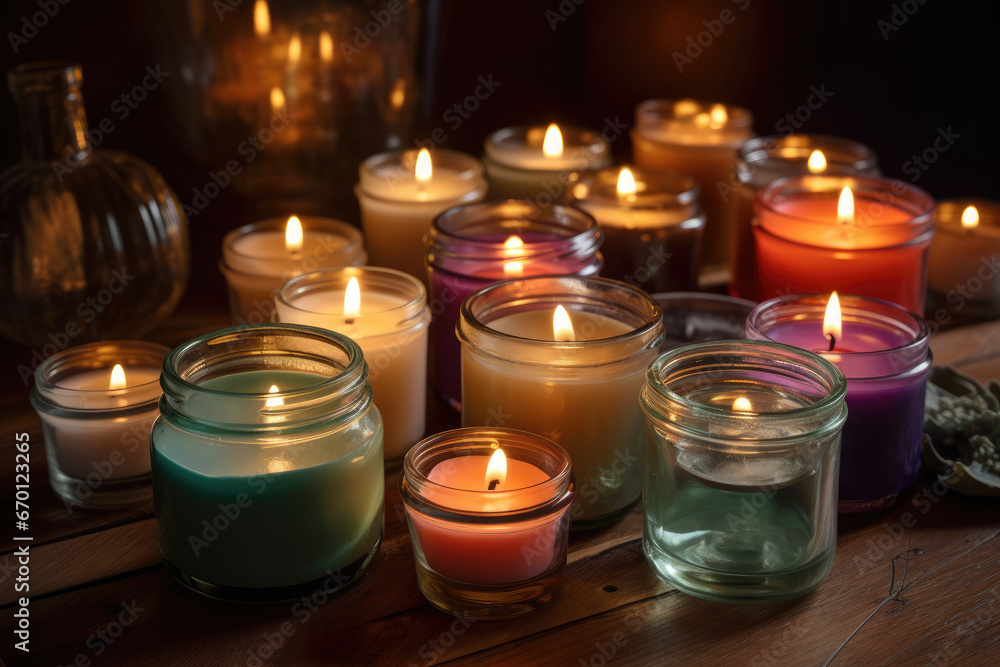 Canvas Prints candles on a dark background - generative ai