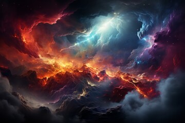 Abstract colorful lightning fractal black background 