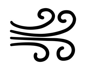 Doodle wind lines. Air sketch. Cartoon hand drawn windmill. Vector wave clipart