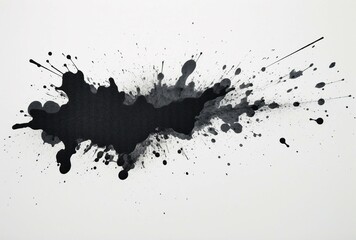Black ink splatters on a white background