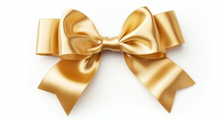 A golden bow on a white background