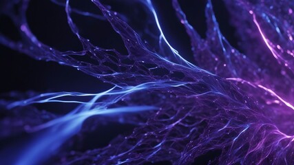 blue background A fractal pattern of electric sparks in blue and purple hues 