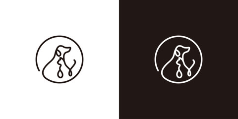 Simple Dog Cat Logo Design with Lineart Style Logo Designs Vector Illustration.
