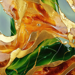 Abstract green and gold marble background