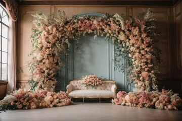 wedding backdrop aesthetic flower decoration indoor studio background