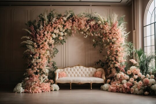 wedding backdrop aesthetic flower decoration indoor studio background
