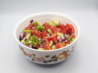 Salad plate on white background
