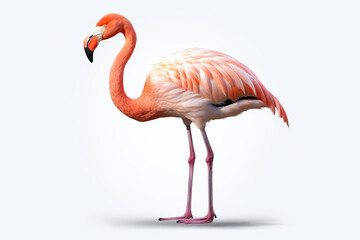 Graceful Balance: A Pink Flamingo's One-Legged Stand,pink flamingo,pink flamingo isolated on white