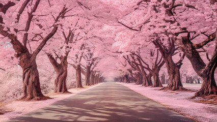 美しい桜並木通り - obrazy, fototapety, plakaty