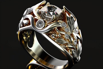 Jewelry ring with precious stones. Jewelry background