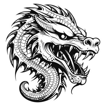 Black dragon head icon design. Dragon animal vector illustration. Isolated vector image, dragon head silhouette generative ai