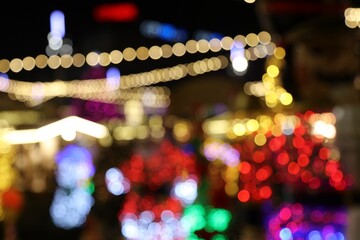 Blurry Christmas lights by night