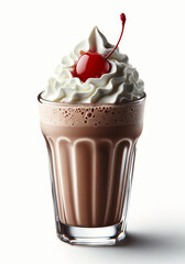 A Delicious Chocolate Shake with Whipped Cream and a Cherry