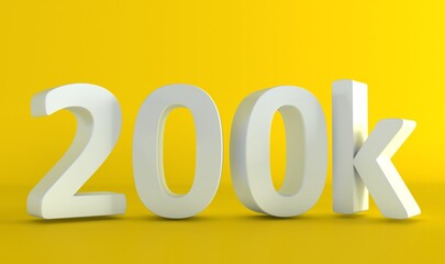 200K Followers. Achievement in 200K followers. 200 000 followers background. Congratulating networking thanks, net friends abstract image, customers. Isolated like and thumbs. Two hundred thousand.