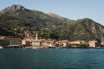 Fototapeta na wymiar Bellagio in Lake Como Italy from the water