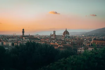 Schilderijen op glas Sunset in Florence Italy from Piazzale Michelangelo © Ben Velazquez