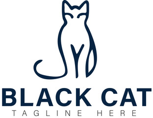 Black Cat sitting Logo vector. Home pet veterinary clinic icon and logo design concepts vector or eps
