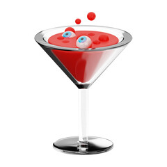 Halloween scary cocktail Icon Set 3D Rendering on isolated background 