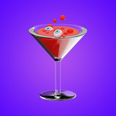 Halloween scary cocktail Icon Set 3D Rendering on isolated background 