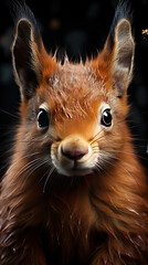 Obraz premium Curious Gaze: A Close-Up Portrait of a Red Squirrel,red squirrel in the forest