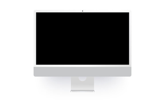 Gray desktop modern computer illustration. Realistic computer illustration mockup on white background eps10