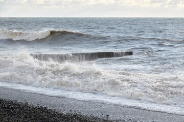 Pier on the embankment. Black Sea, Adler, Russia.