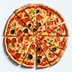 big size pizza in white background