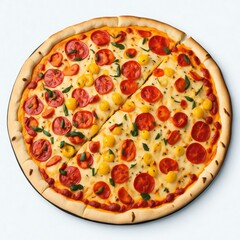 big size pizza in white background