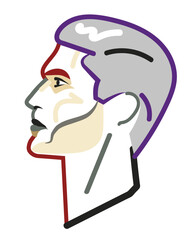 Abstraktes männliches Porträt Seitenansicht. Stylishes Männergesicht. Männlicher Kopf im Profil. Cooler männlicher Avatar mittleren Alters