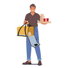 Food Delivery Worker Transports Meals From Restaurants To Customers, Ensuring Prompt And Efficient Delivery