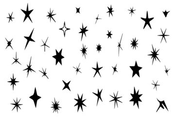 Fotobehang Sparkle star icons. Shine icons. Stars sparkles vector. Starburst flower sale badge. Star blank label, stickers emblem and sun ray frames © CzakaU