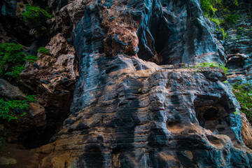 Unseen in Thailand, the blue cave features a natural blue marble color pattern on its walls. 