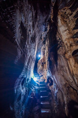 Unseen in Thailand, the blue cave features a natural blue marble color pattern on its walls. 