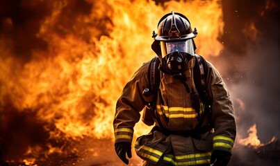 Firefighter Battling Intense Inferno